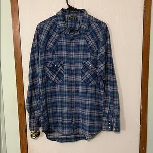 Levi’s Vintage Sutter Creek Mens Casual Blue and Red Flannel Plaid Shirt Size XL